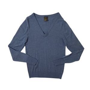 Vintage St Michael Sweater Mens 36 Cadet Blue Lambswool V Neck Pullover Made UK